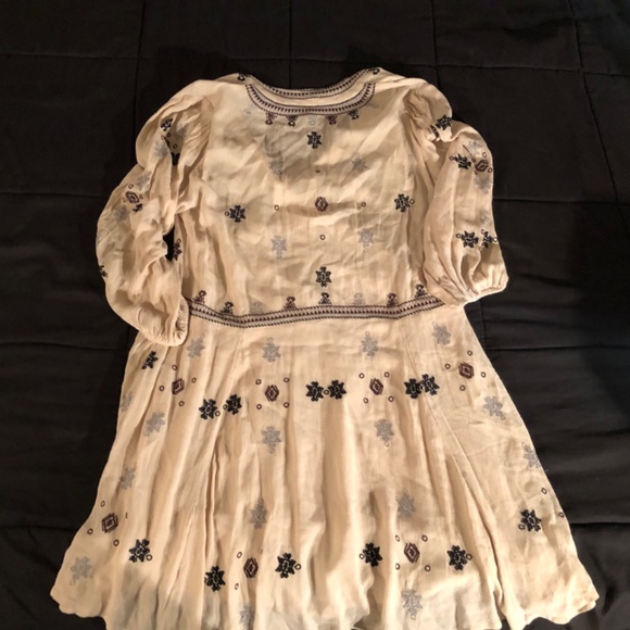Free People Stargazer Embroidered Peasant Mini Dress. Sz M India - Picture 13 of 16